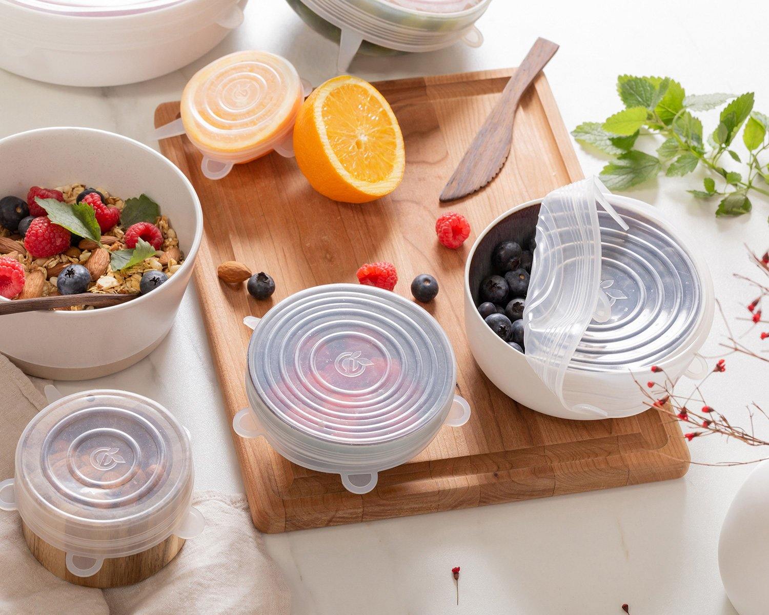 SILICONE LIDS | SET OF 6 | CLEAR | Planet E .