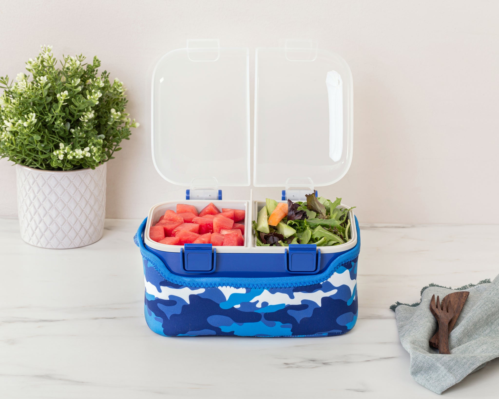 FOOD CUBE™ 3L ALL-IN-ONE LUNCH BOX | Blue Camo | Planet E .